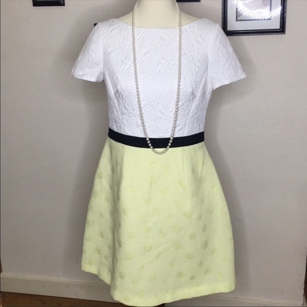 Coast Yellow and White Floral and polka dot Dress